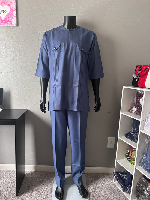 Men 2 set senator outfit-Sky blue