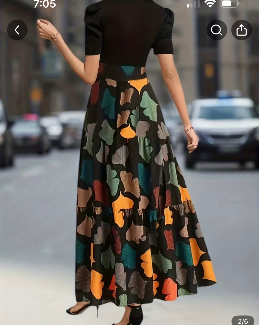 Women’s Puff-Sleeve High Waist Flared Maxi Dress.
