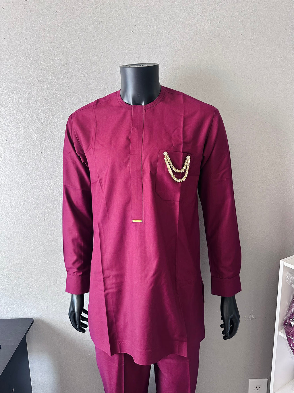 Men 2 set senator outfit Burgundy