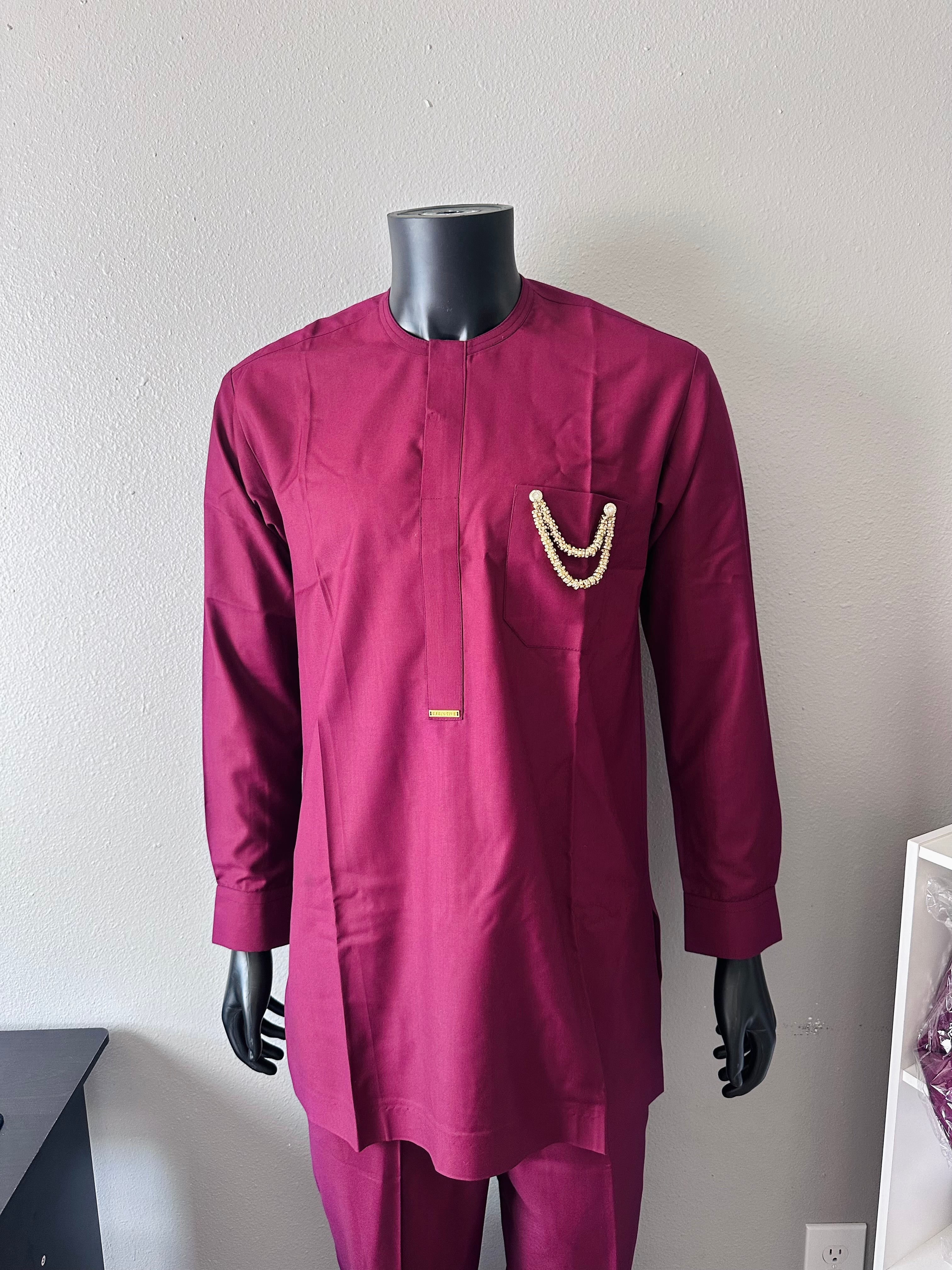 Men 2 set senator outfit Burgundy