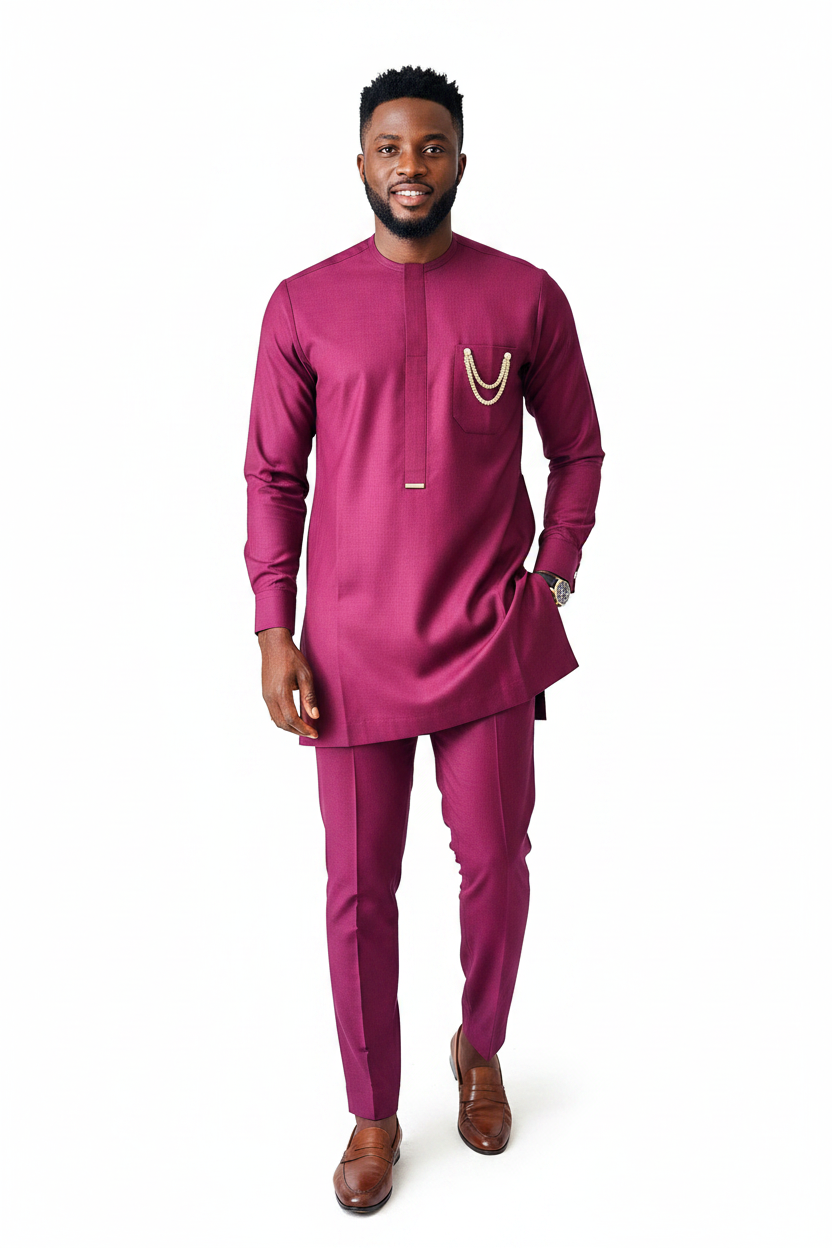 Men 2 set senator outfit Burgundy