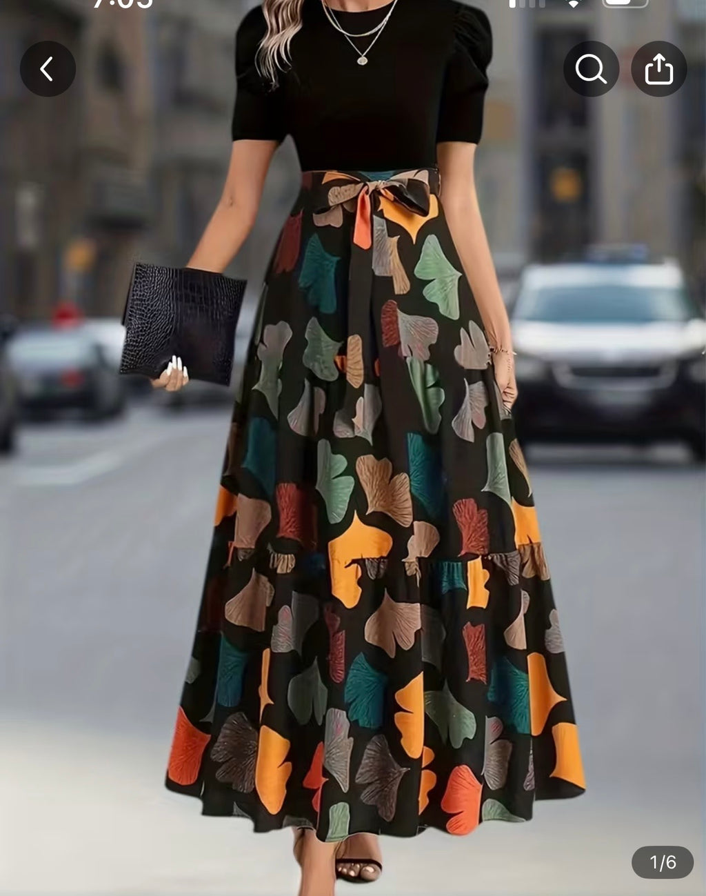 Women’s Puff-Sleeve High Waist Flared Maxi Dress.