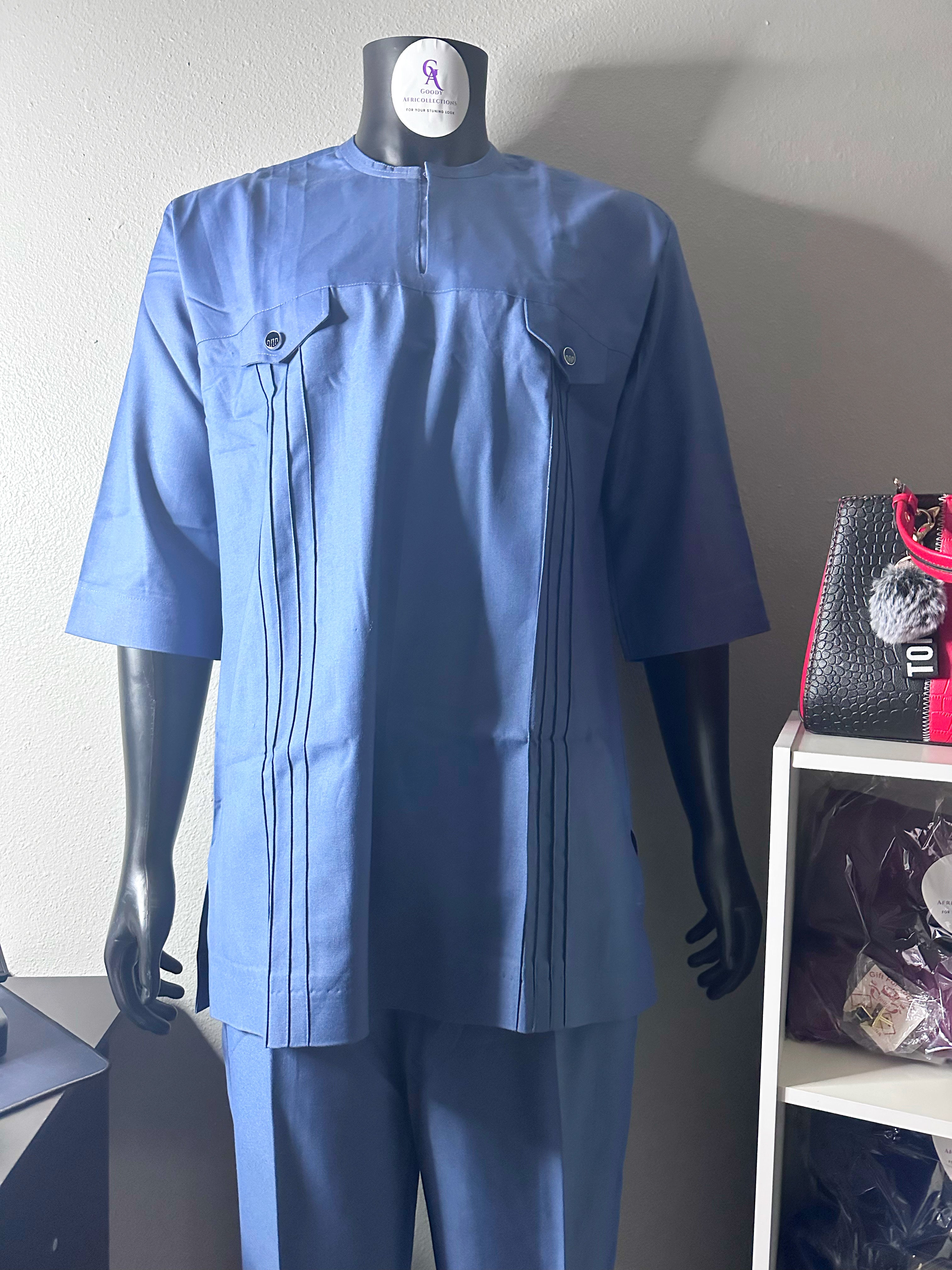 Men 2 set senator outfit-Sky blue