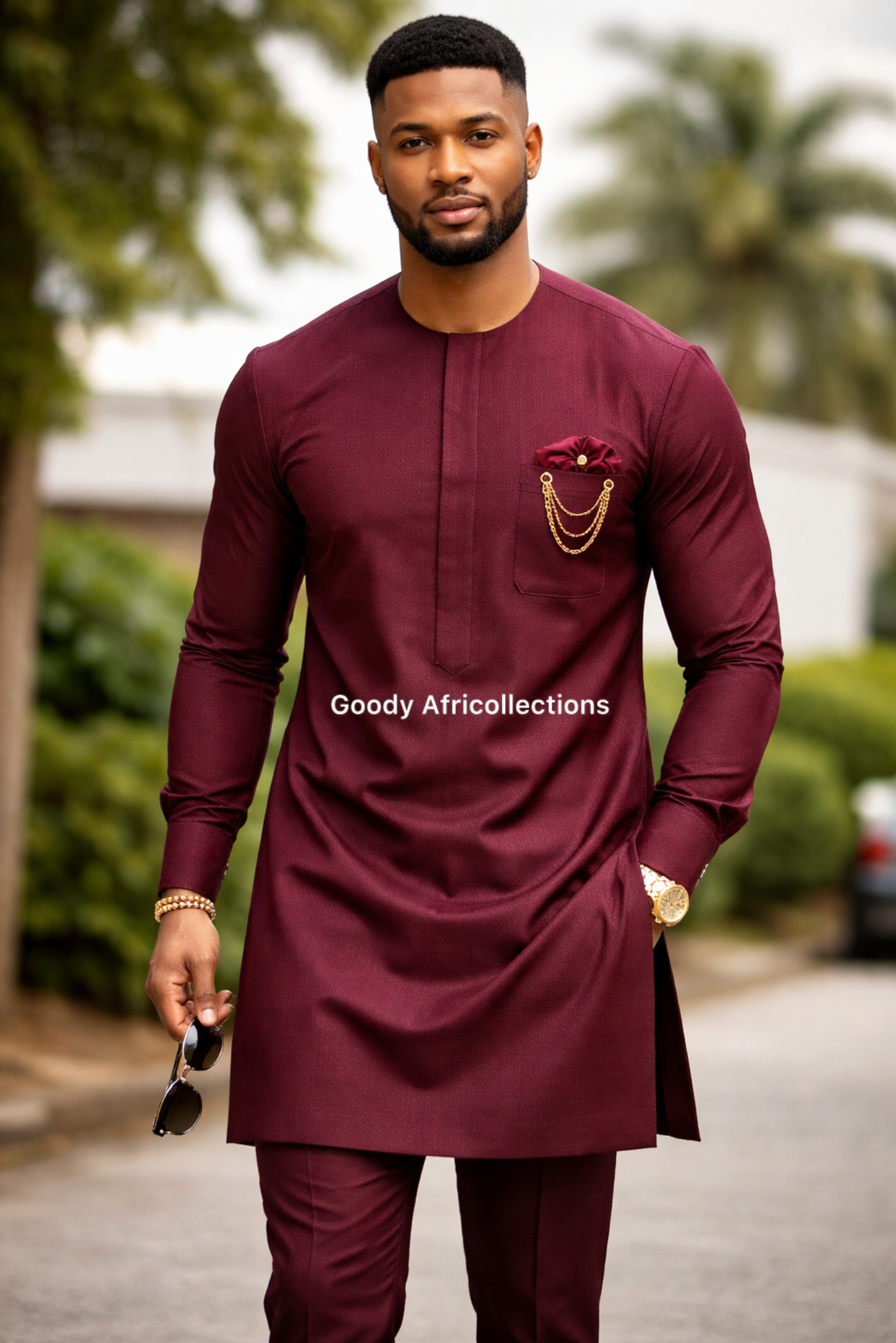 Men 2 set senator outfit Burgundy